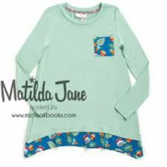 Matilda Jane Green Long Sleeve Tee with Floral Accents - Picture 1 of 7